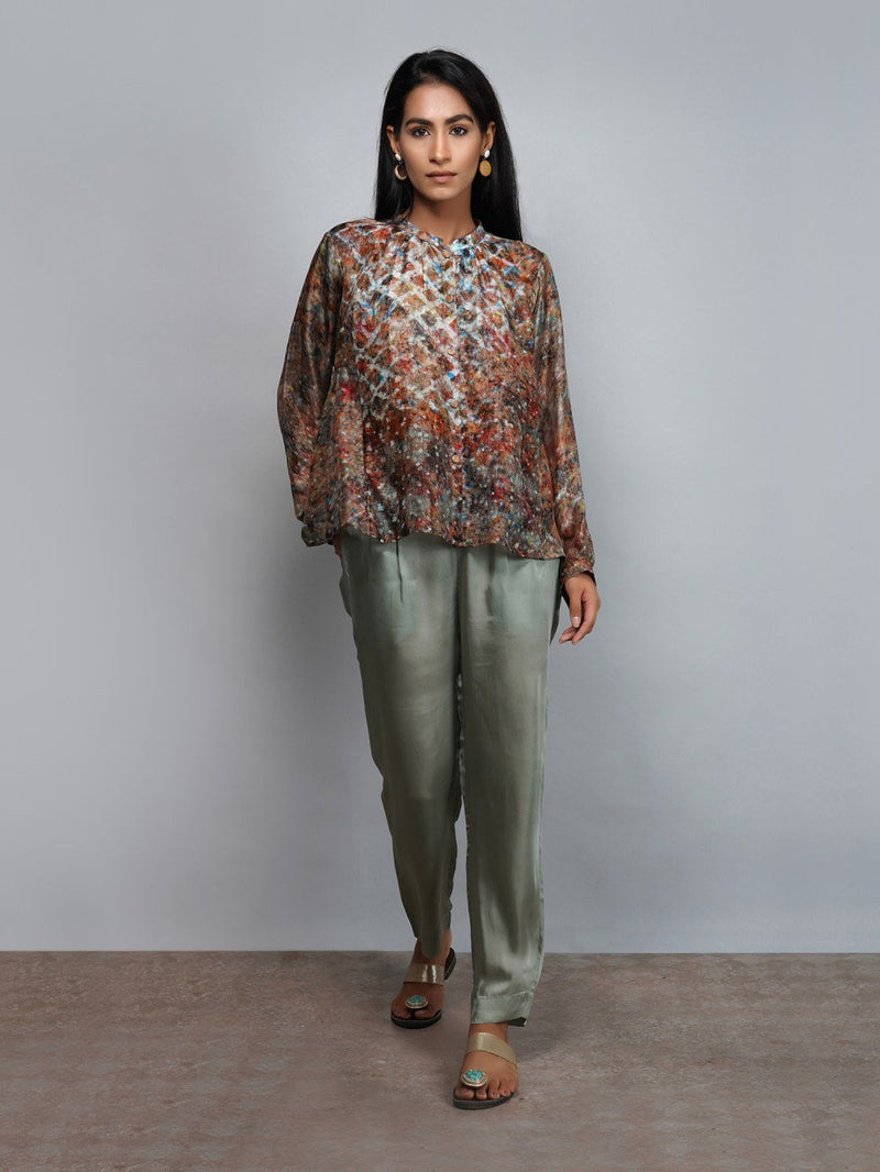 Yavi   I   Silk Printed Top With Solid Pant - Shop Cult Modern