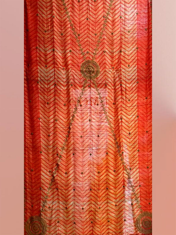 Dhruv Singh   I   odhana-kesari-orange-shibori-odhana-with-hand-embroidered-chakra-butas - Shop Cult Modern