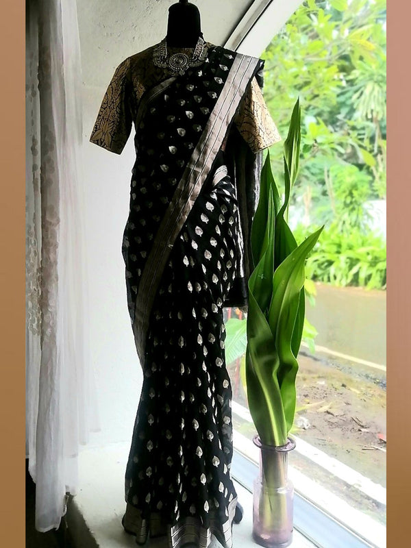 Raw Mango - sari-sevti-handwoven-silk-black - Shop Cult Modern