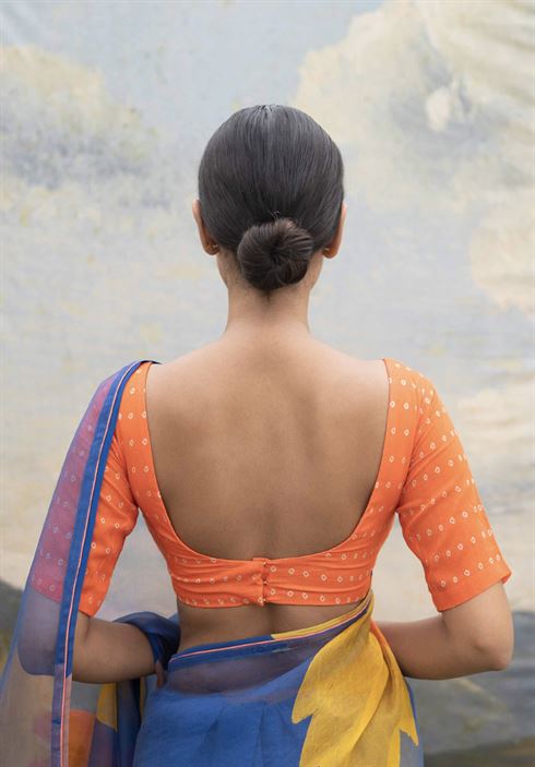 Yam   I   Florence Naranghi Blouse BLOUSE  MULMUL ORANGE An Indian Summer YAMBL18 - Shop Cult Modern