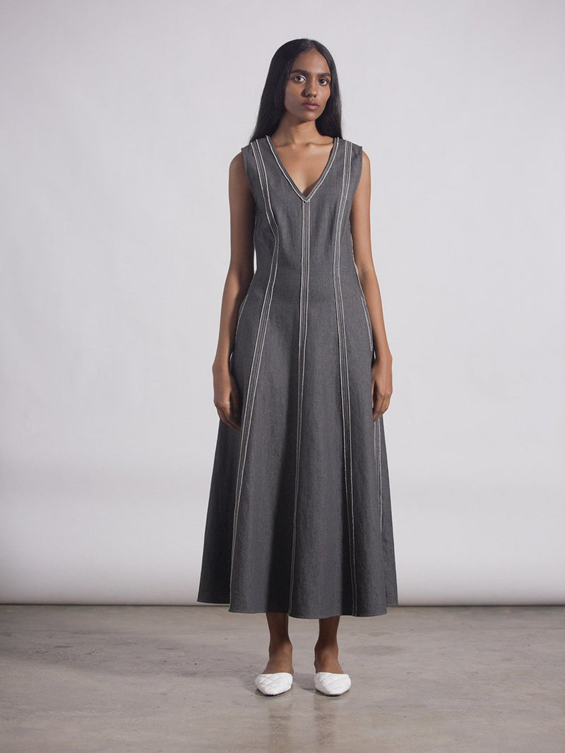 Shop Grey Cotton V-Neck Dress by Bodice | Shop Cult Modern Shop Grey Cotton V-Neck Dress by Bodice | Shop Cult Modern