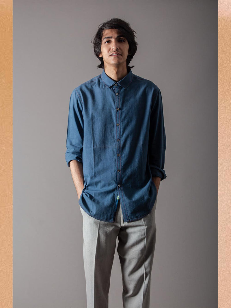 SUKETDHIR   I   SD Manmauji Shirt | Cotton | Blue - Shop Cult Modern