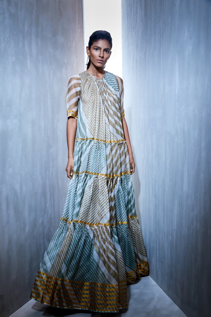 Urvashi Kaur   I   Block Printed Leheria Kota Silk Tent Dress - Shop Cult Modern