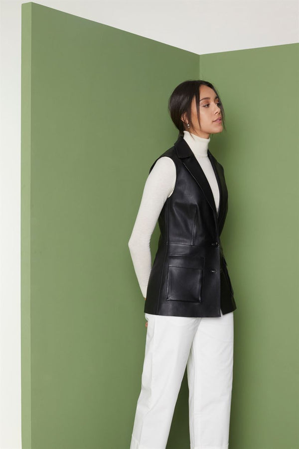 Perona   I   Womens-outerwear leather Vest-Abeba-Pwa-Fv21-10567-Black   AS7478 - Shop Cult Modern