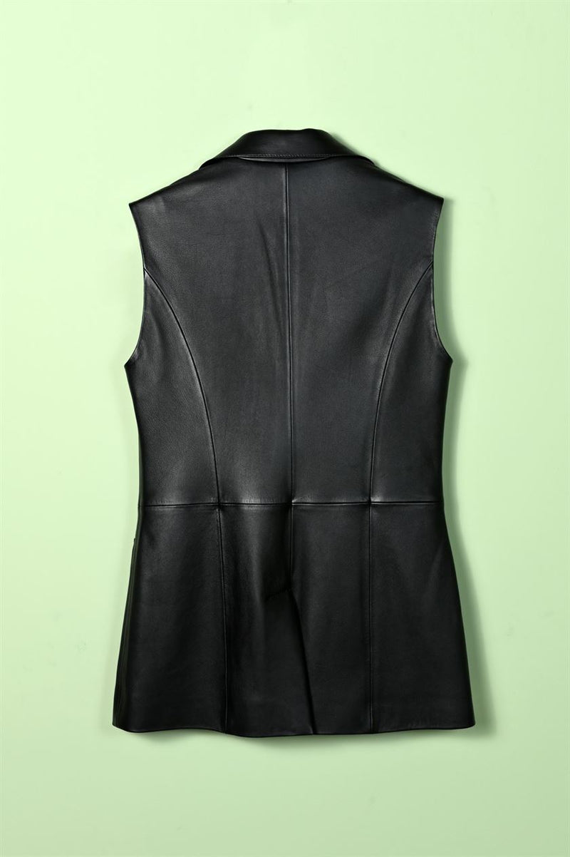 Perona   I   Womens-outerwear leather Vest-Abeba-Pwa-Fv21-10567-Black   AS7478 - Shop Cult Modern