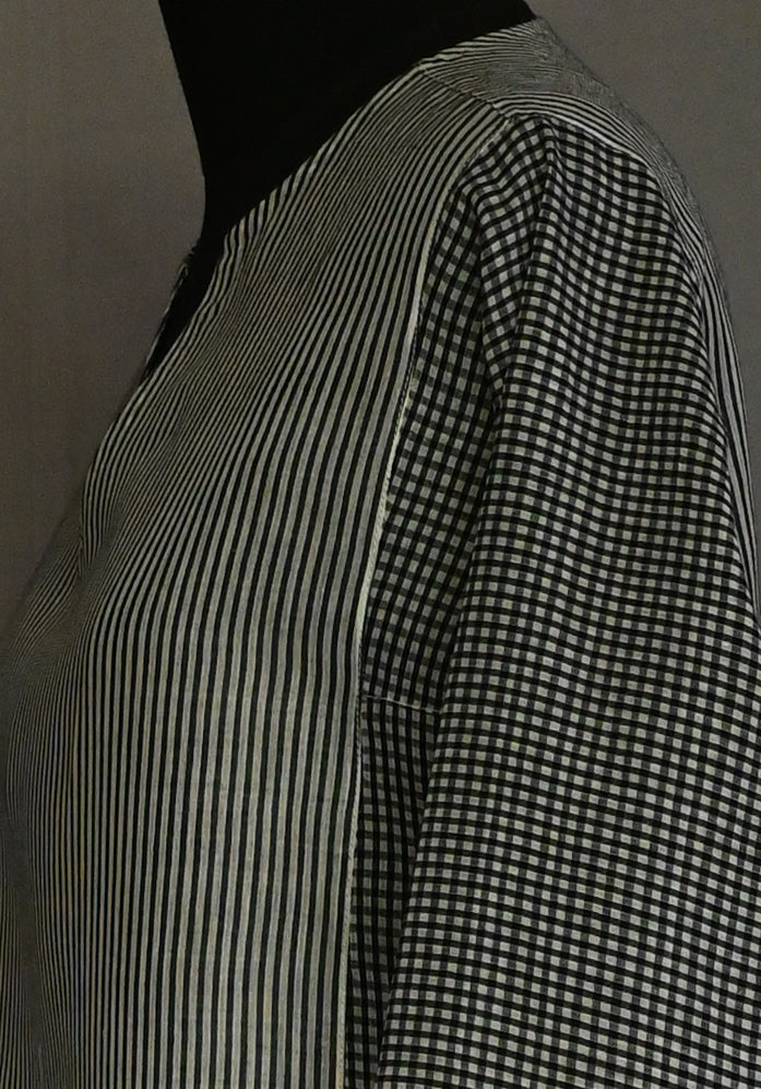 Amrich  HandWoven Panelled Checks & Stripes Tunic - Shop Cult Modern