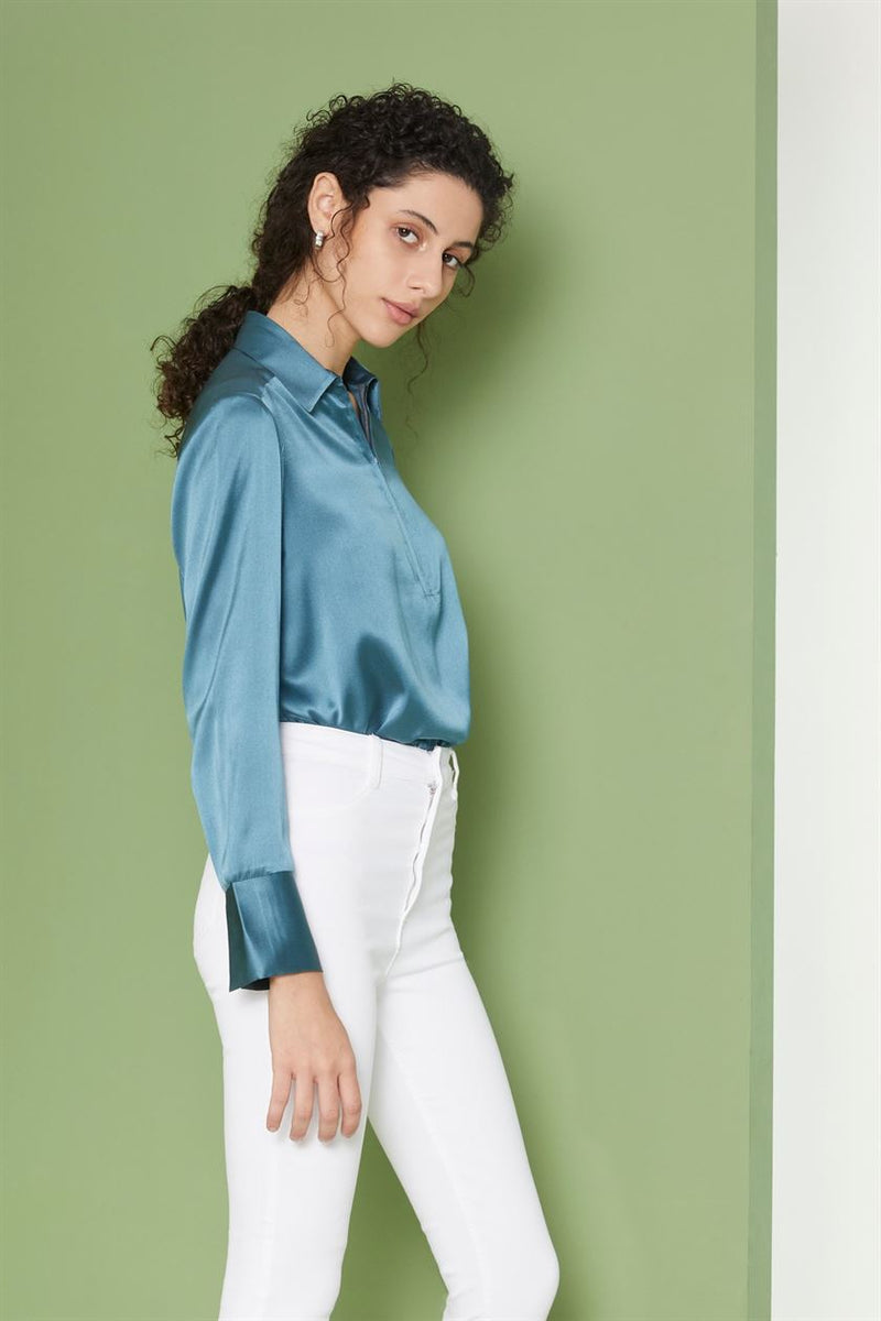 Perona   I   Womenshirts & Tops-Tops-Amei-Pwa-Fv21-1612 Top-Teal  AS7967 - Shop Cult Modern