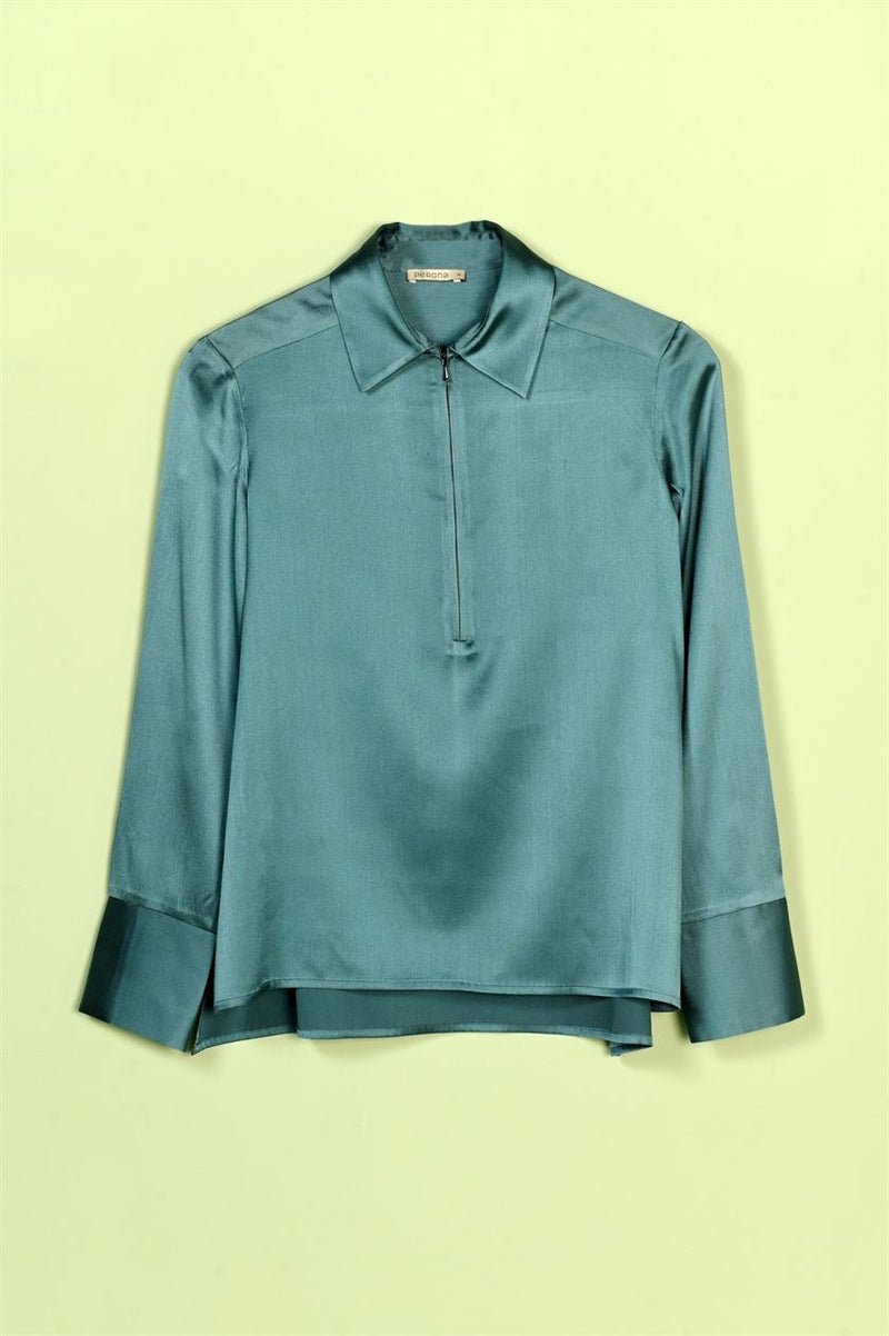 Perona   I   Womenshirts & Tops-Tops-Amei-Pwa-Fv21-1612 Top-Teal  AS7967 - Shop Cult Modern