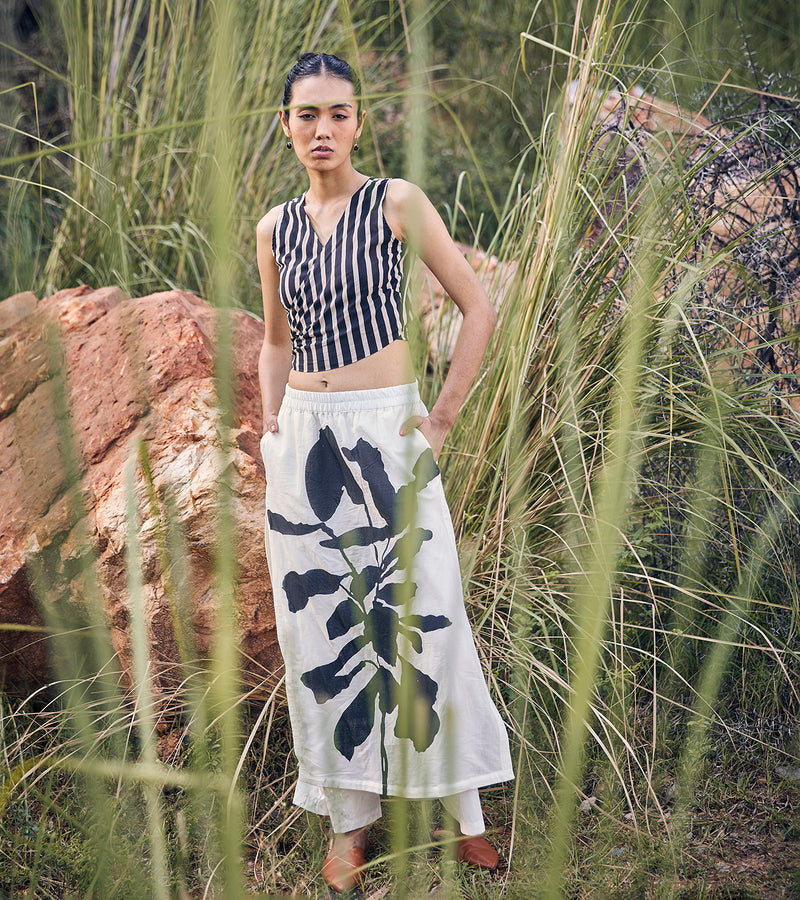 Khara Kapas Never-Ending Skirt Trouser 100% Cotton  Black and White KW668 - Shop Cult Modern