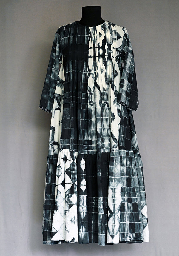 Amrich  Dress Tiered Handwoven Handcrafted Shibori Pleated - Shop Cult Modern