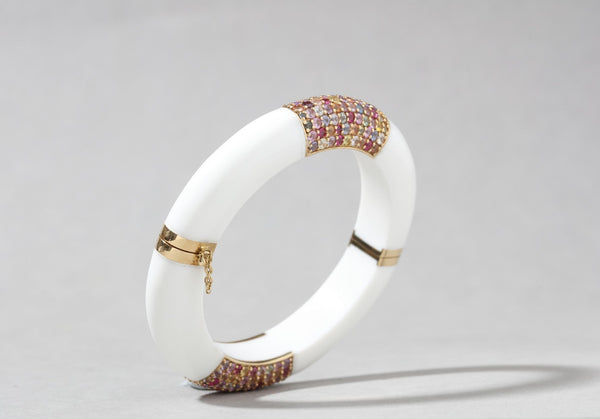 Studio Tara   I   Dali 18K Yellow Gold With Multicolor Sapphire And White Corian Bangle - Shop Cult Modern