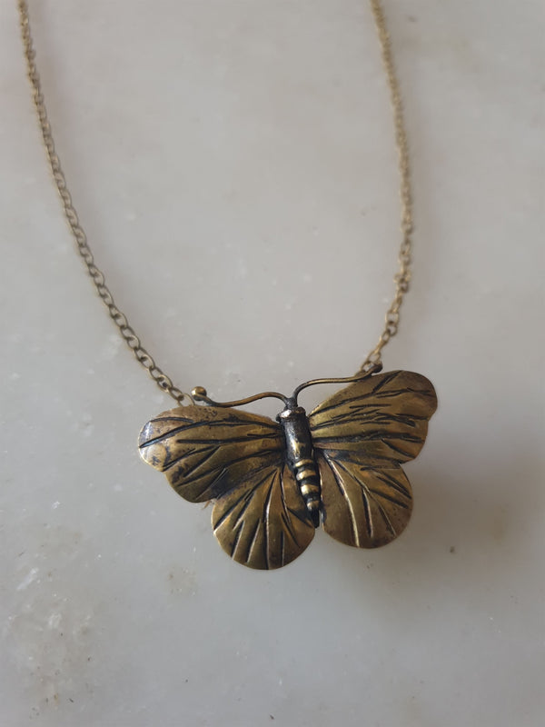 Chicory Chai   I   Butterfly  Pendant   -  Recycled and Upcycled Brass Jewelry - Shop Cult Modern