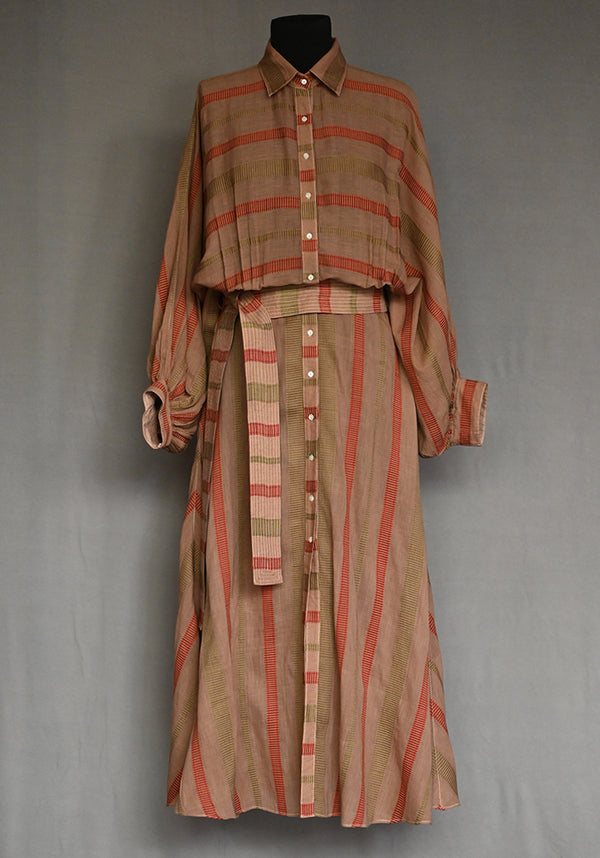 Amrich  Dress Handwoven Jacquard Stripes Shirtdress - Shop Cult Modern