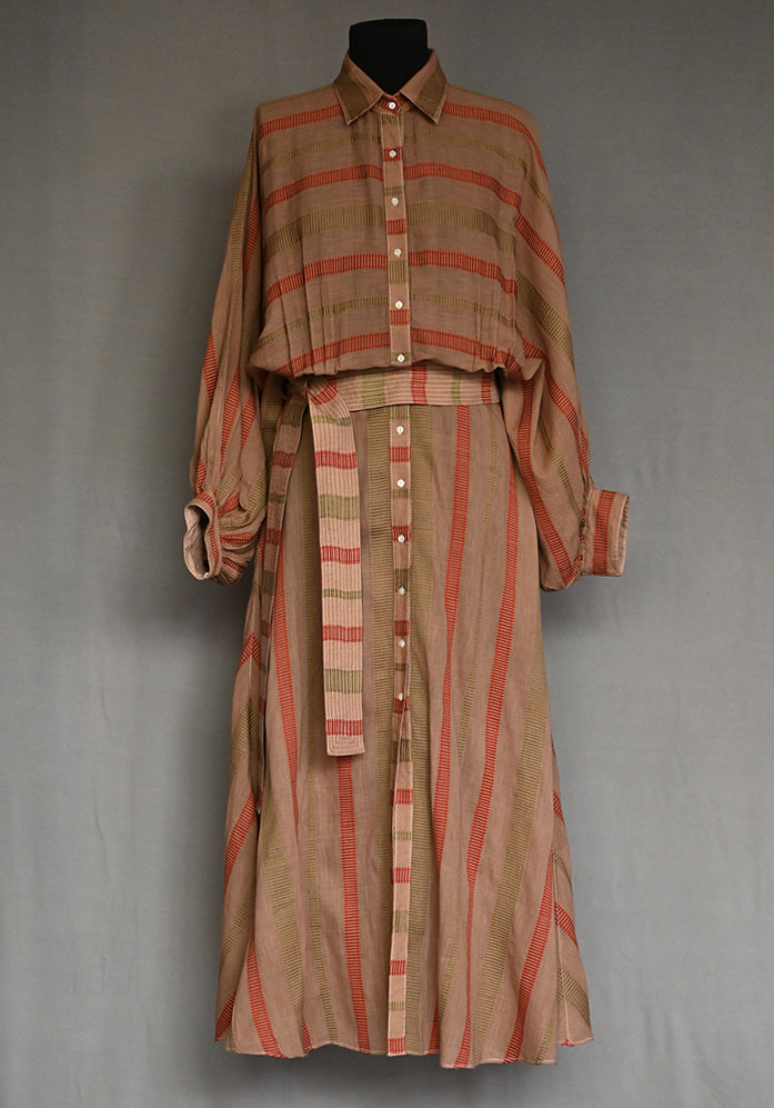 Amrich  Dress Handwoven Jacquard Stripes Shirtdress - Shop Cult Modern