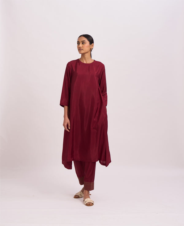 Dot   I   Pocket Style Mushrif Kurta Set Cotton Silk Fabric is used in Kurta set Dark Red SS22-PS- DR - Shop Cult Modern