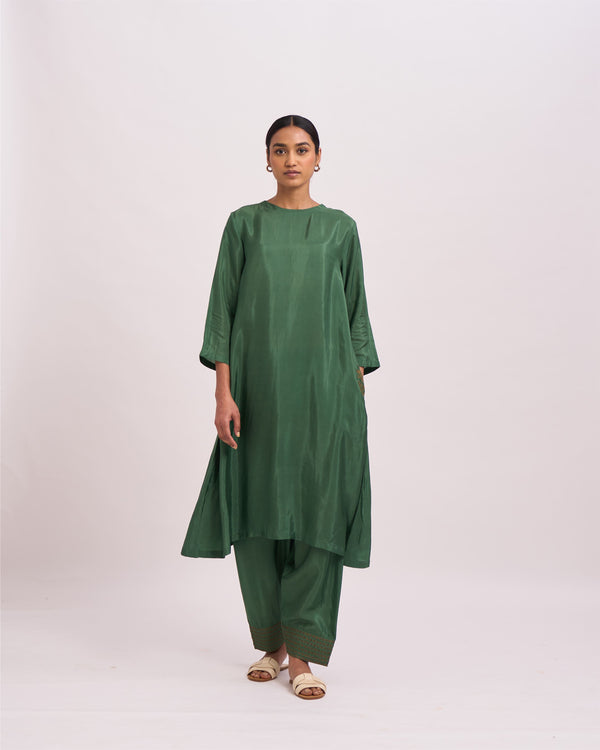 Dot   I   Pocket Style Doha Kurta Set Cotton Silk Fabric is used in Kurta set Olive Green  SS22-PS-OG - Shop Cult Modern