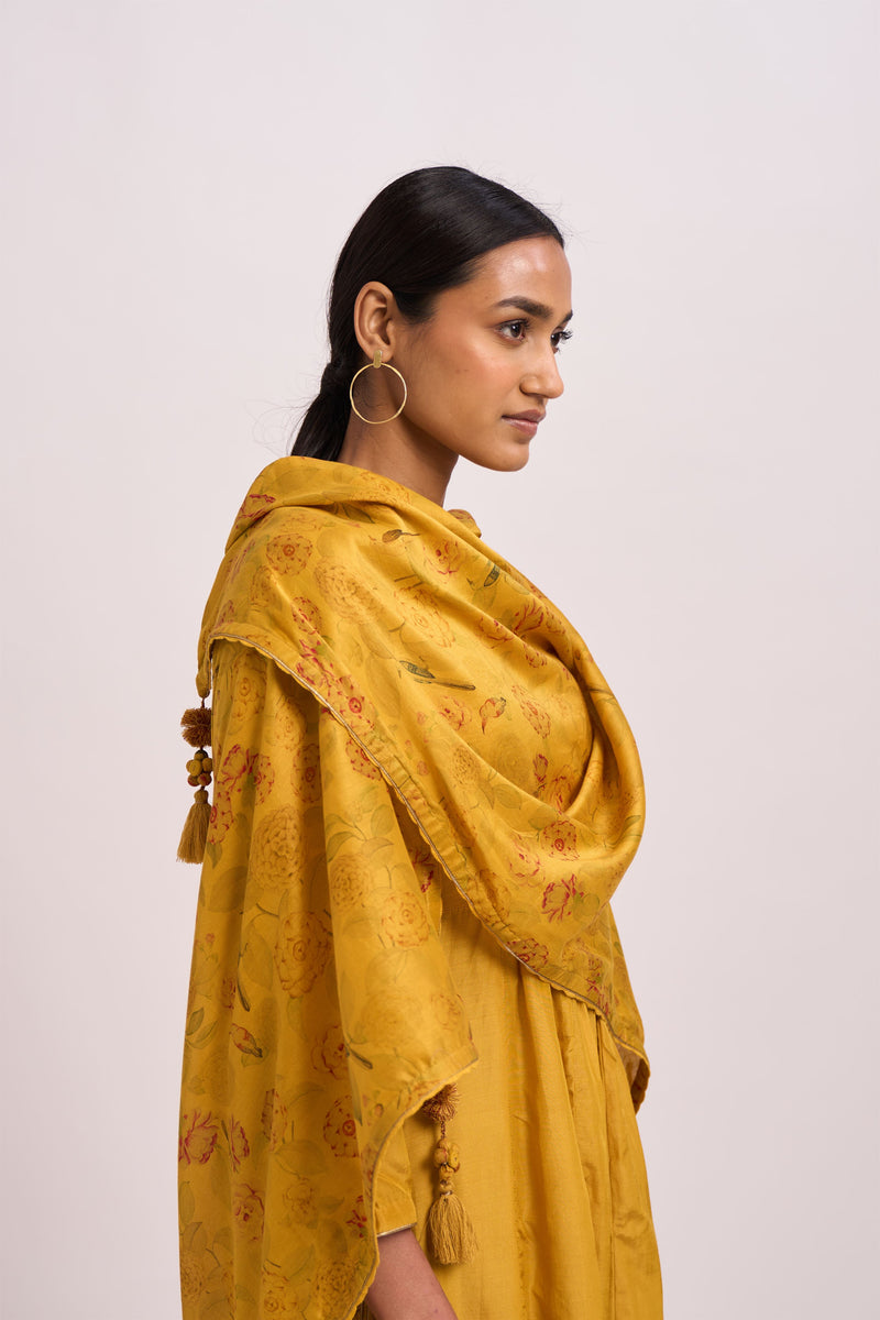 Dot   I   Aavni Maryah Kurta Set  Cotton Silk Kurta & Pant with Chanderi Scarf  Mustard SS22-PK-21 - Shop Cult Modern