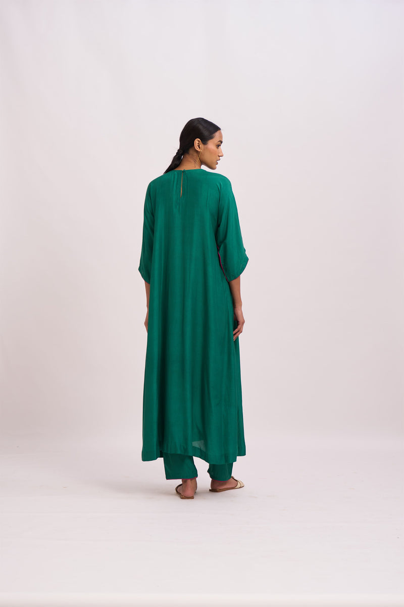 Dot   I   Ishani Shahaniyah Turquoise Kurta with Pants Cotton silk Chaak Bangla Kaftan Style  Turquoise SS22-IT-1 - Shop Cult Modern