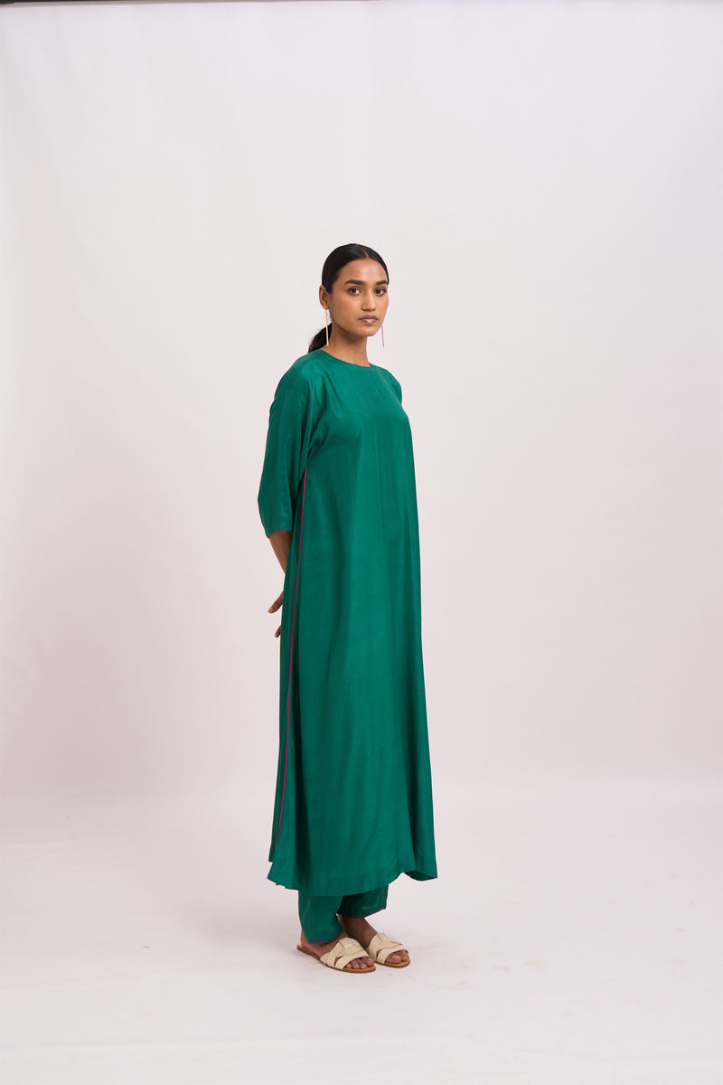 Dot   I   Ishani Shahaniyah Turquoise Kurta with Pants Cotton silk Chaak Bangla Kaftan Style  Turquoise SS22-IT-1 - Shop Cult Modern