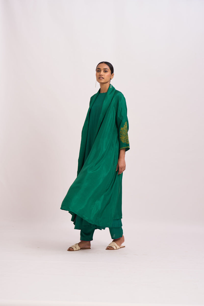 Dot   I   Pakhi Zubarah Dust Green Jacket Silk Fabric In Jacket  Deep Green  SS22-PJ-3 - Shop Cult Modern