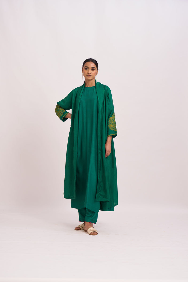 Dot   I   Pakhi Zubarah Dust Green Jacket Silk Fabric In Jacket  Deep Green  SS22-PJ-3 - Shop Cult Modern