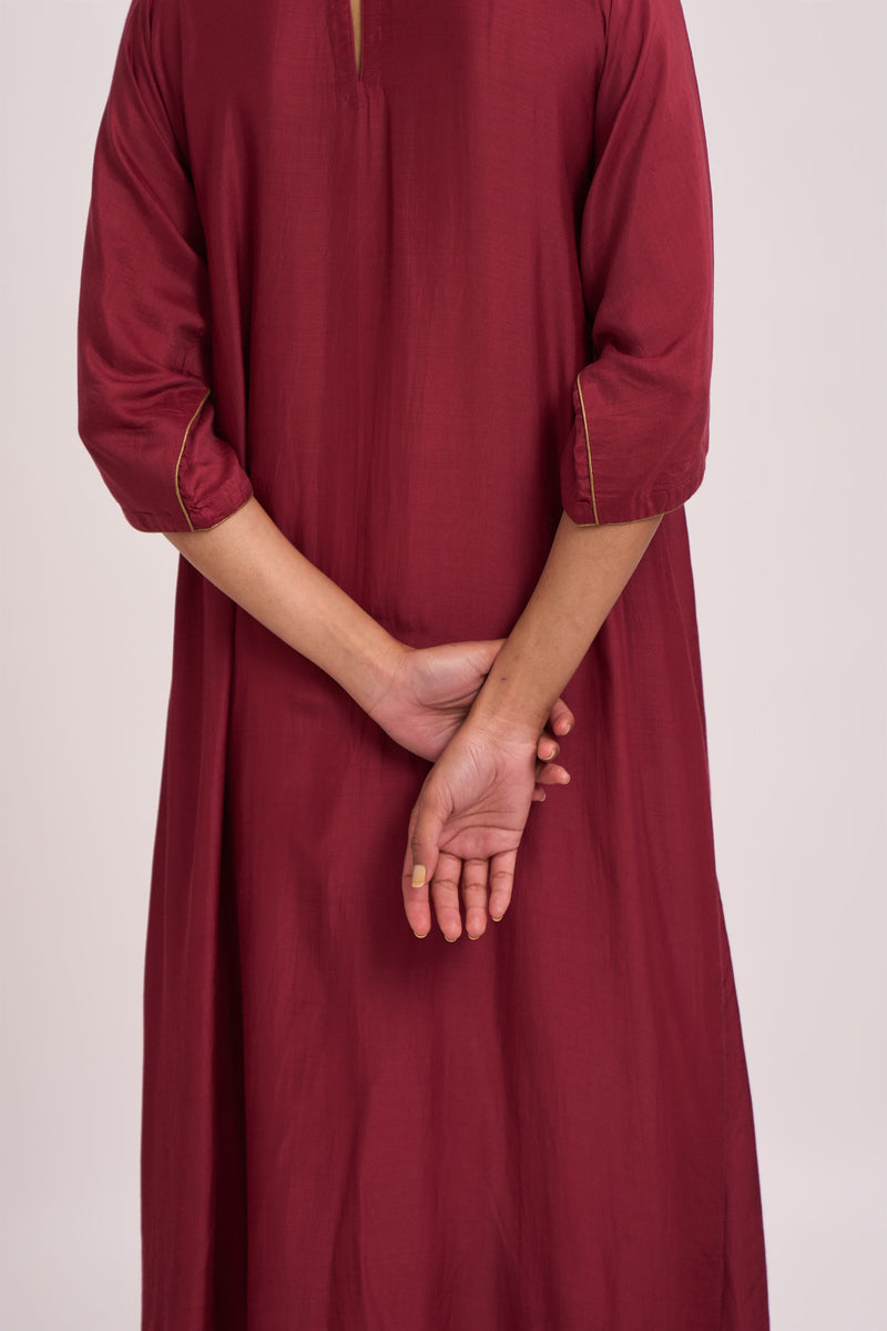 Dot   I   Ishani Waab Deep Red Kurta with Pants Cotton silk Chaak Bangla Kaftan Style  Deep Red  SS22-IT-2 - Shop Cult Modern
