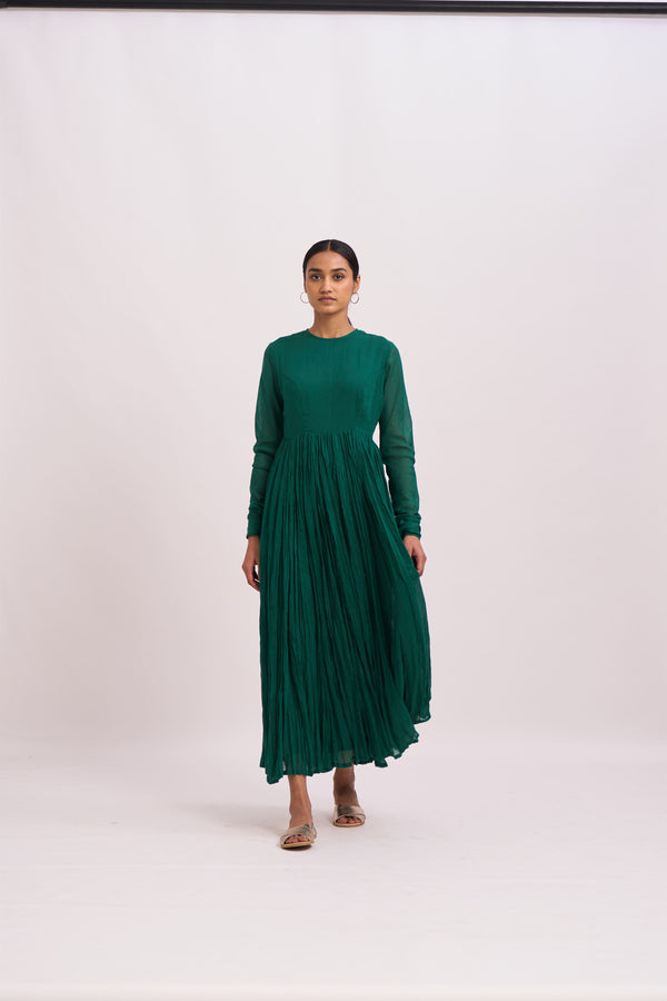 Dot   I   Ghoomar Anarkali Saham - Set  Cotton Anarkali with Cotton Pants  Leaf Green  SS22-G-9 - Shop Cult Modern