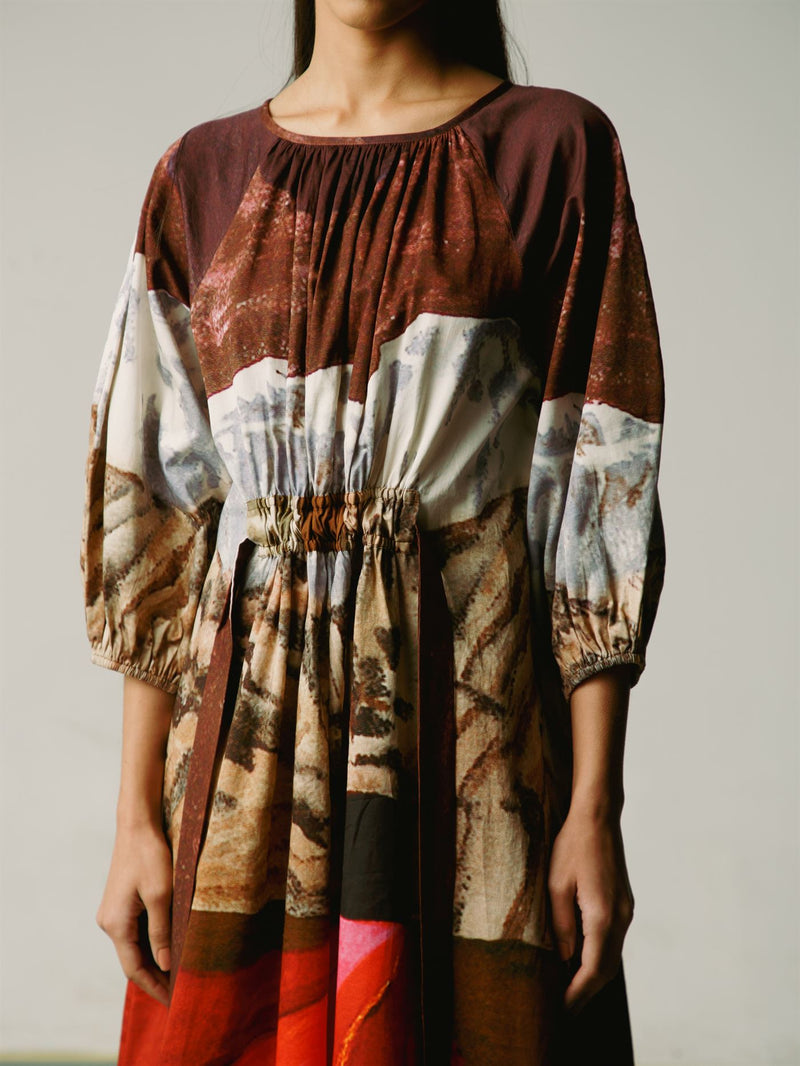 CORD   I   Milan Drawstring Dress Dress Satin Lava Print W21-DSD-LVP - Shop Cult Modern