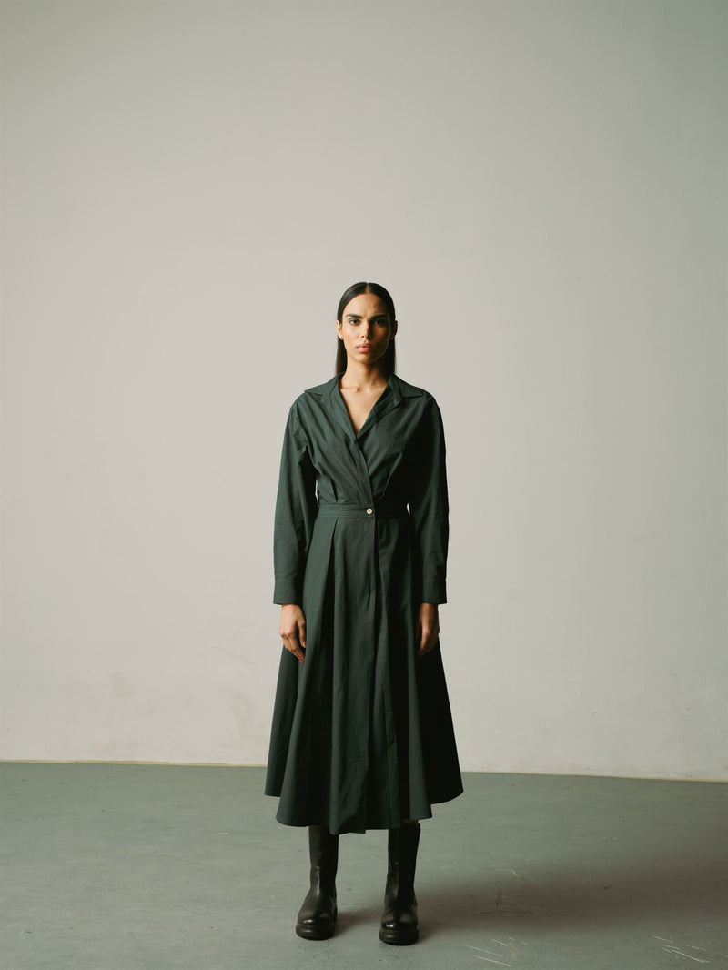 CORD   I   Catania Lana Dress Dress Cotton Dark Green W21-LND-DG - Shop Cult Modern