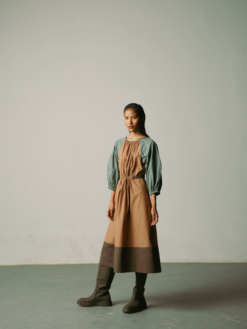 CORD   I   Bologna Drawstring Dress Dress Cotton Biscuit W21-DSD-BIS - Shop Cult Modern