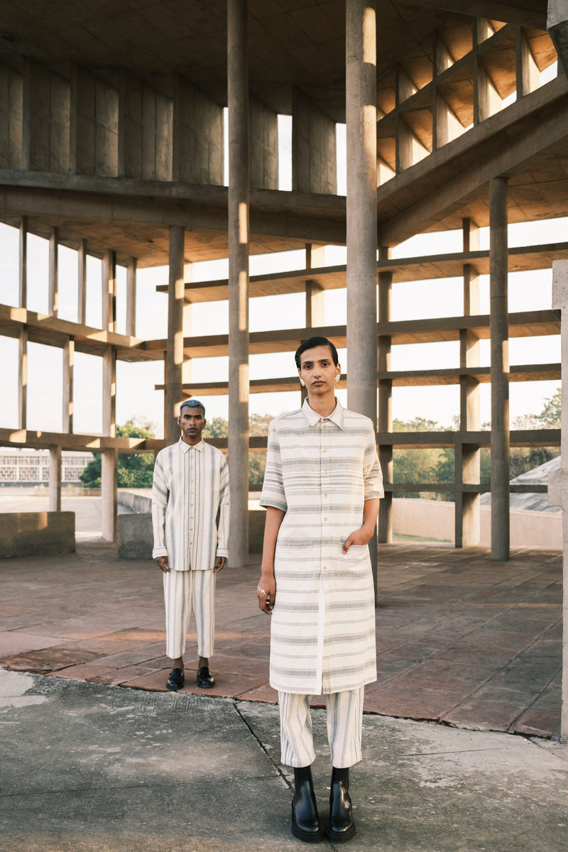 Urvashi Kaur   I   Shunyi SHIRT DRESS TOBA 100% handloom cotton Shell TESSELLATE- 65 - Shop Cult Modern