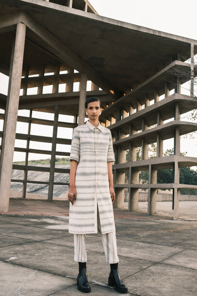 Urvashi Kaur   I   Shunyi SHIRT DRESS TOBA 100% handloom cotton Shell TESSELLATE- 65 - Shop Cult Modern