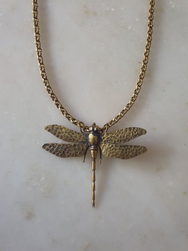 Chicory Chai   I   Dragonfly  Pendant   -  Recycled and Upcycled Brass Jewelry - Shop Cult Modern