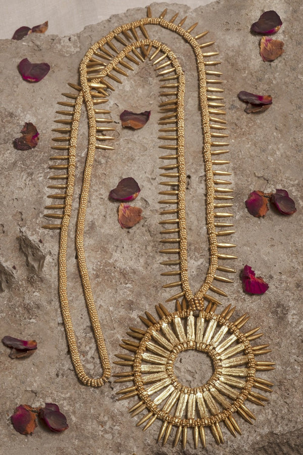 House Of Tuhina  -   Necklace | Casting Metal Plated With Gold Color Along With Cotton Thread Jewellery I - Shop Cult Modern