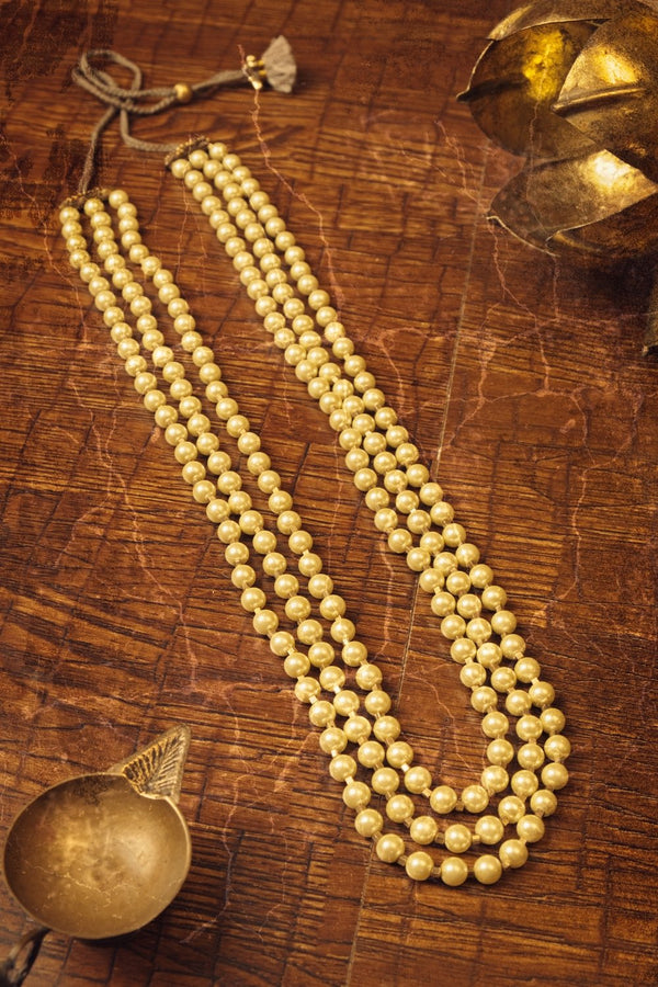 House Of Tuhina  -   House Of Tuhina Triple Pearl Long Necklace - Shop Cult Modern