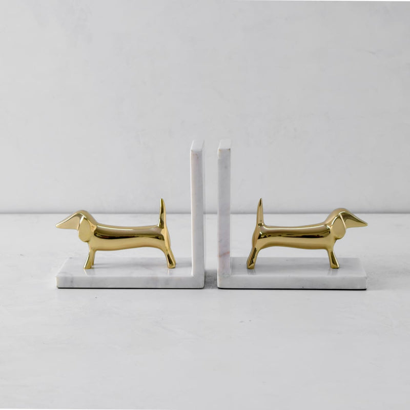 Home Artisan Coco Marble and Brass Dachshund Bookends - Shop Cult Modern