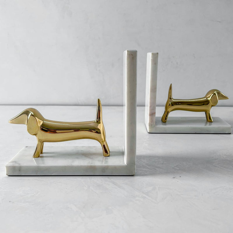Home Artisan Coco Marble and Brass Dachshund Bookends - Shop Cult Modern