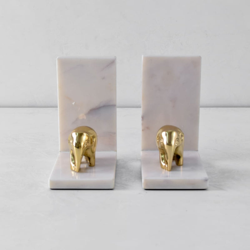 Home Artisan Ollie Marble and Brass Elephant Bookends - Shop Cult Modern