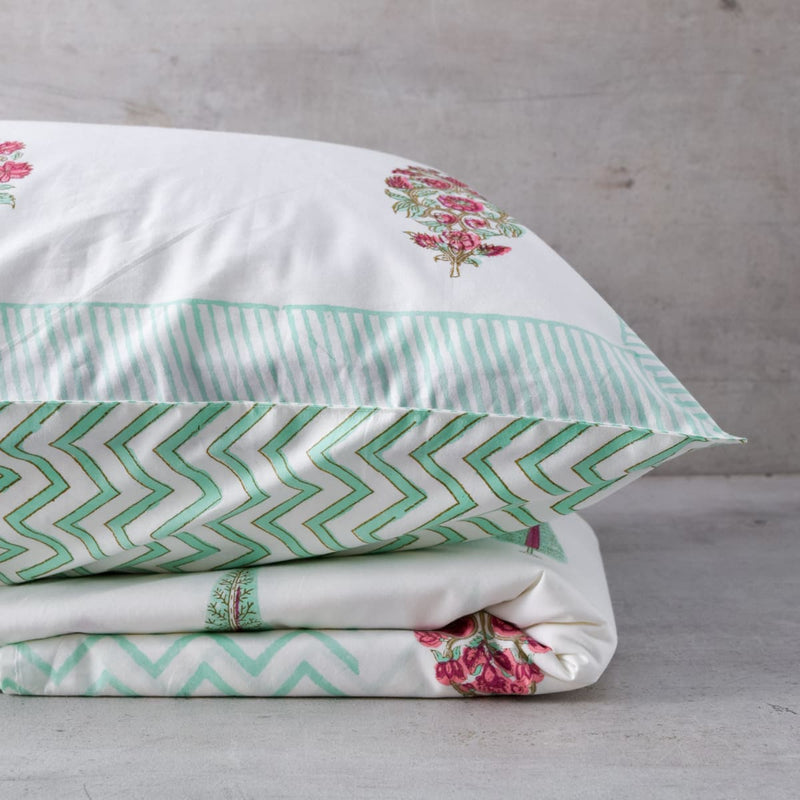 Home Artisan Alina Floral Pattern Hand Block Print Bed Sheet - Shop Cult Modern