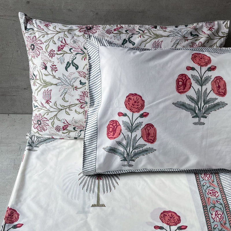 Home Artisan Rose and Palm Hand Block Print Bed Sheet - Shop Cult Modern