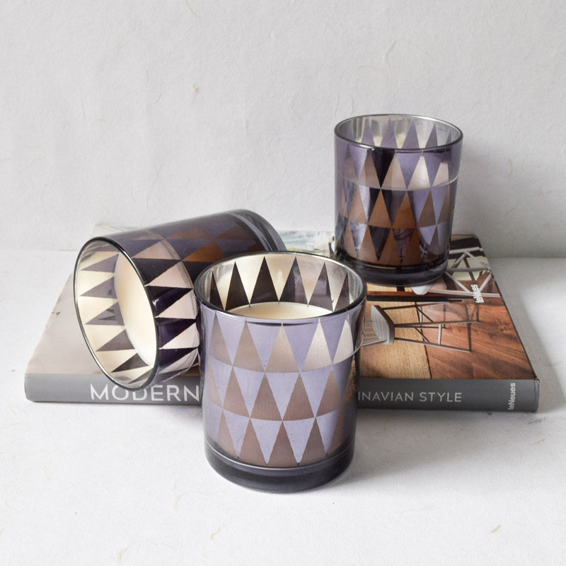 Home Artisan Dark Grey Triangle-Pattern Candles - Set of 3 - Shop Cult Modern