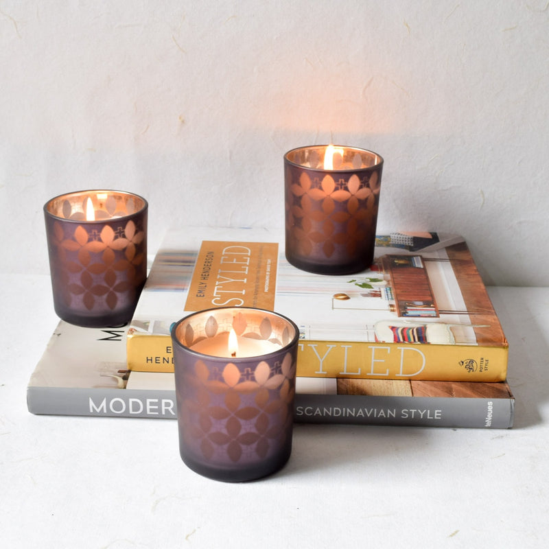 Home Artisan Dark Grey Floral-Pattern Candles - Set of 3 - Shop Cult Modern