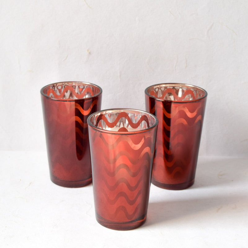 Home Artisan Clarisse Red Swirl Candles - Set of 3 - Shop Cult Modern