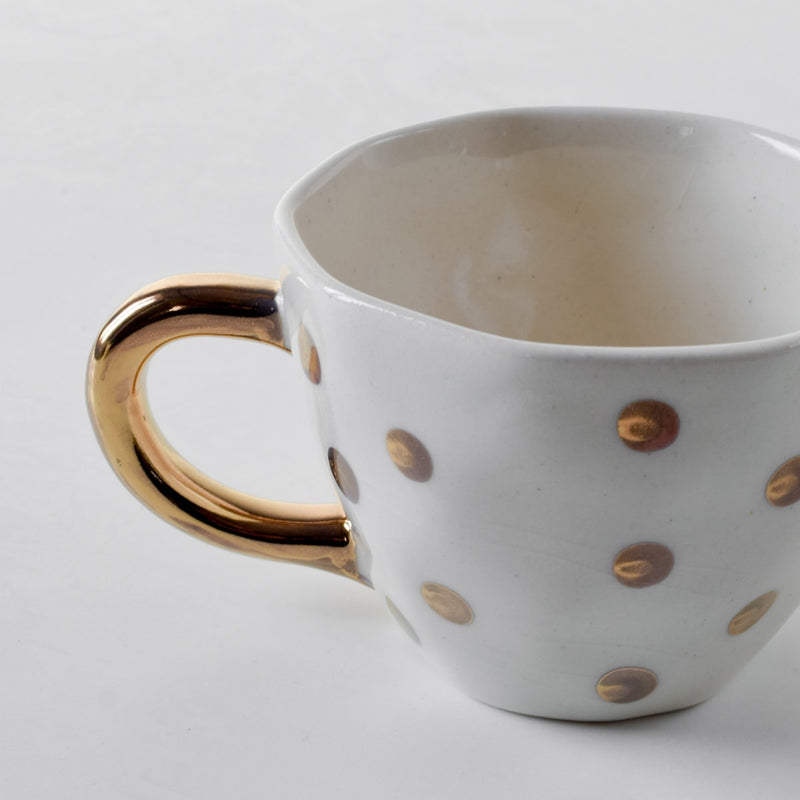 Home Artisan Esmira Golden Polka Dot Ceramic Cup with Golden Handle - Set of 2 - Shop Cult Modern