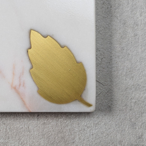 Home Artisan Dorris Marble and Brass Leaf Coasters - Set of 4 - Shop Cult Modern