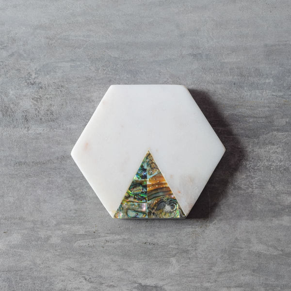 Home Artisan Stefano Marble Coasters with Abalone Shell Inlay (Set of 2) - Shop Cult Modern