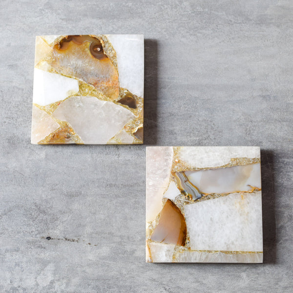 Home Artisan Valentina Composite Agate Coasters (Set of 2) - Shop Cult Modern