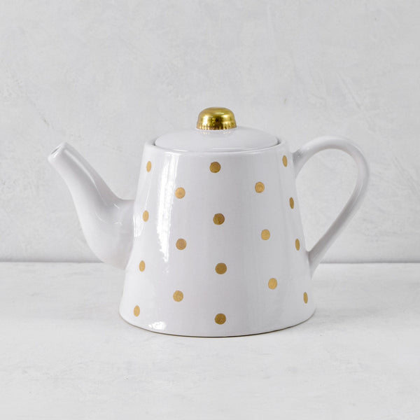 Home Artisan Esmira Golden Polka Dots Ceramic Teapot - Shop Cult Modern