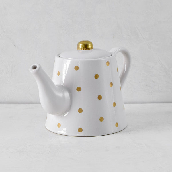 Home Artisan Esmira Golden Polka Dots Ceramic Teapot - Shop Cult Modern