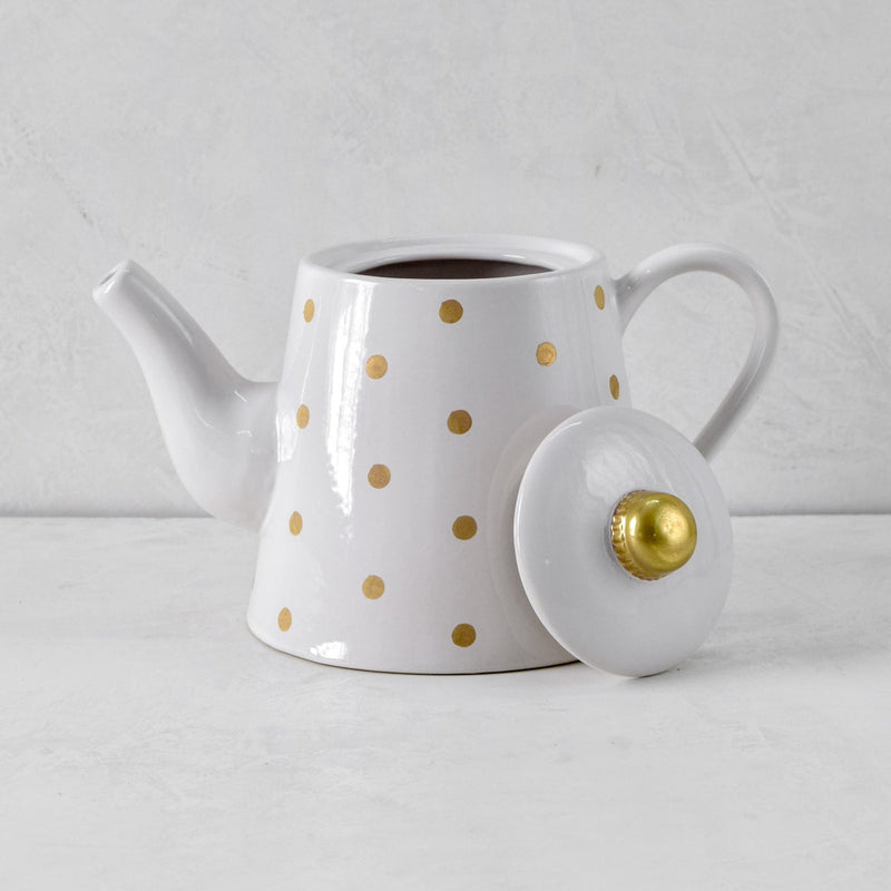 Home Artisan Esmira Golden Polka Dots Ceramic Teapot - Shop Cult Modern